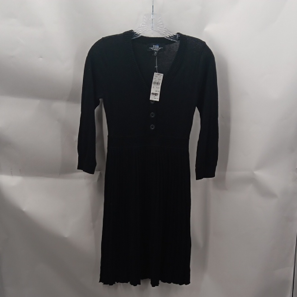 BMoss Elegant Black Knit Dress with Buttons